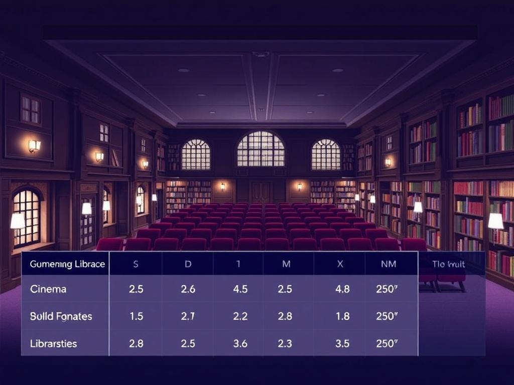 Пансионаты с кинозалами и библиотеками. Таблица: сравнение форматов пансионатов по размеру кинозала и библиотеки