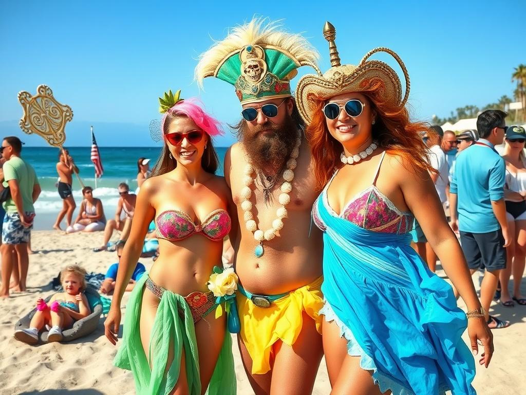 День Нептуна на пляже. Костюмы, декор и атмосфера
